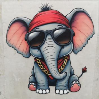 Bügelbild cooler Elefant rot