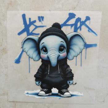 Bügelbild cooler Elefant Grafitti