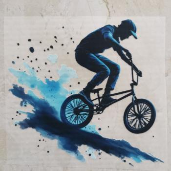 Bügelbild Biker blau