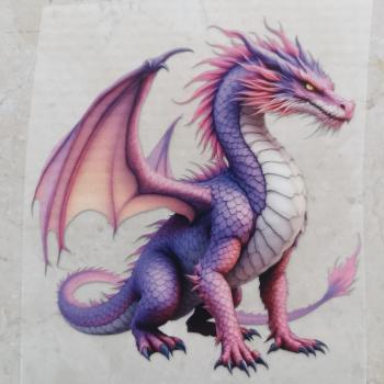 Bügelbild Drache rosalila