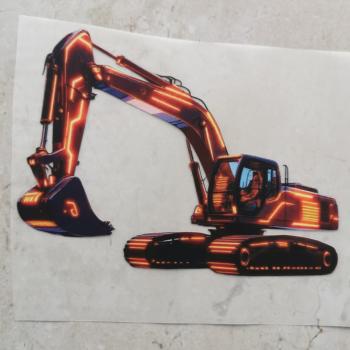 Bügelbild futuristischer Bagger orange
