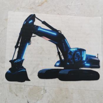 Bügelbild futuristischer Bagger blau dunkel