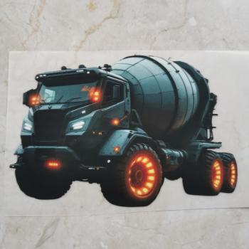 Bügelbild futuristischer Betonmischer