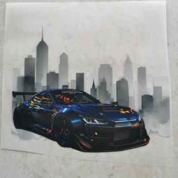 Bügelbild Skyline Auto schwarz
