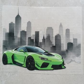 Bügelbild Skyline Auto grün
