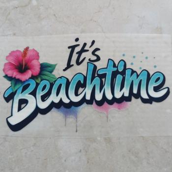 Bügelbild It's Beachtime türkis mit Blume