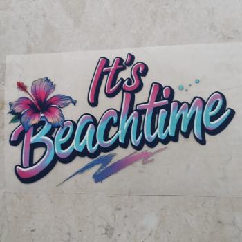 Bügelbild It's Beachtime pink-türkis