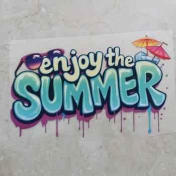 Bügelbild Schriftzug Enjoy the summer Schirmchen