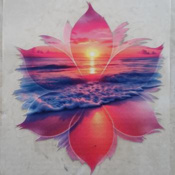 Bügelbild Strandblume Sonnenuntergang viele Blätter