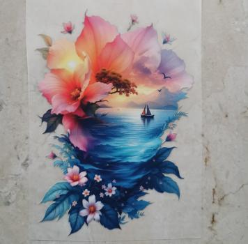 Bügelbild floraler Meerblick