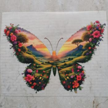 Bügelbild Schmetterling Landschaft Sonnenuntergang