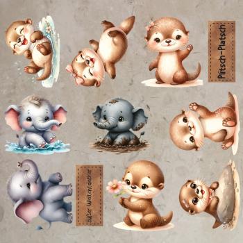 Bügelbild-Bundle süße Otter und Elefanten