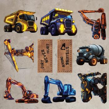 Bügelbild-Bundle futuristische Baustelle