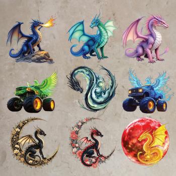 Bügelbild-Bundle besondere Drachen