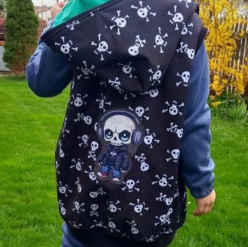 Bügelbild Skull Kopfhörer Jeans
