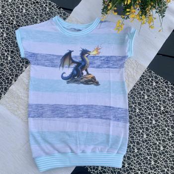 Bügelbild Feuerdrache blau