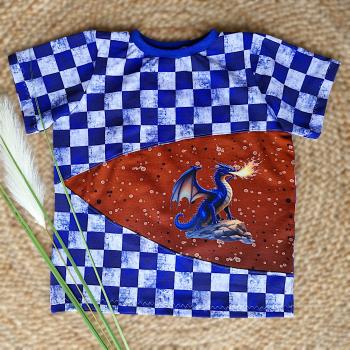 Bügelbild Feuerdrache blau