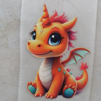 Bügelbild Einhorndrache orange