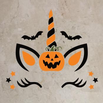 Bügelbild Einhorngesicht Halloween
