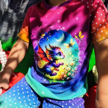 Preview: Bügelbild süßer Drache bunt