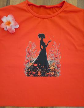 Preview: Bügelbild Blumenfrau orange