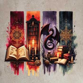 Bügelbild Buchliebe mit Drache