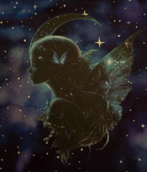 Preview: Bügelbild türkisfarbene Mondfee