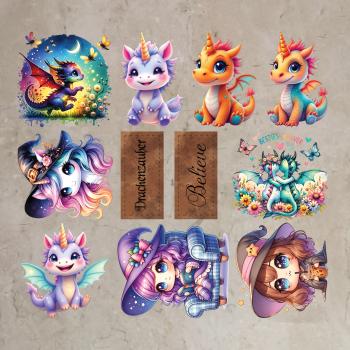 Bügelbild-Bundle Drachen und Halloweengirls