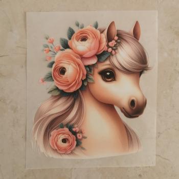Bügelbild floraler Ponykopf