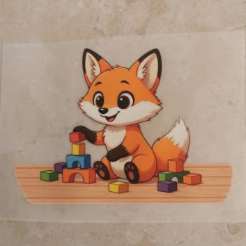 Bügelbild Fuchs mit Bausteine
