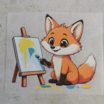 Bügelbild Fuchs beim Zeichnen