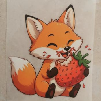 Bügelbild Fuchs mit Erdbeere