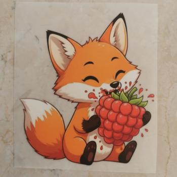 Bügelbild Fuchs mit Himbeere