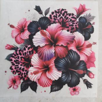 Bügelbild Hibiskusbouquet Leo