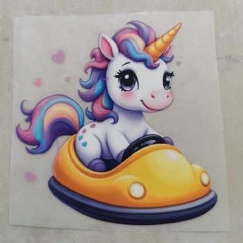 Bügelbild Autoscooter-Einhorn