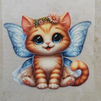 Bügelbild Feenkatze rot