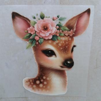 Bügelbild floraler Rehkopf