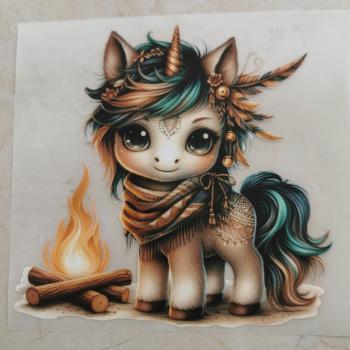 Bügelbild süßes Boho-Einhorn hell
