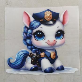 Bügelbild Polizeieinhorn geflochtene Mähne