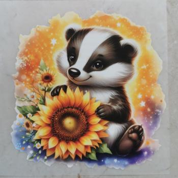 Bügelbild Sonnenblumen-Stinktier