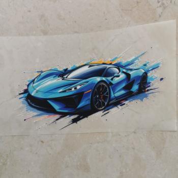 Bügelbild cooles Auto blau