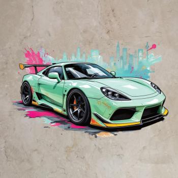 Bügelbild cooles Auto mint