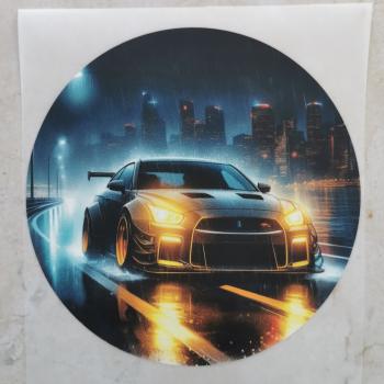 Bügelbild Nachtauto schwarz