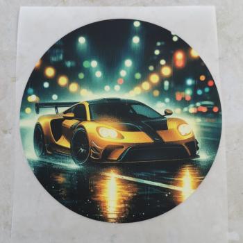 Bügelbild Nachtauto gelb