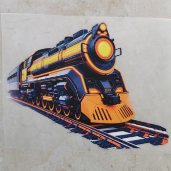 Bügelbild futuristischer Zug orange