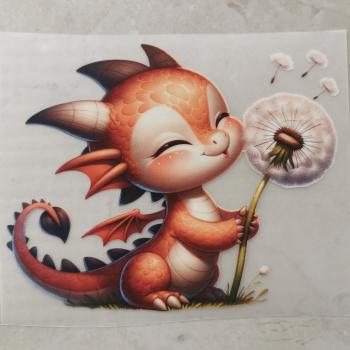Bügelbild süßer Drache Pusteblume