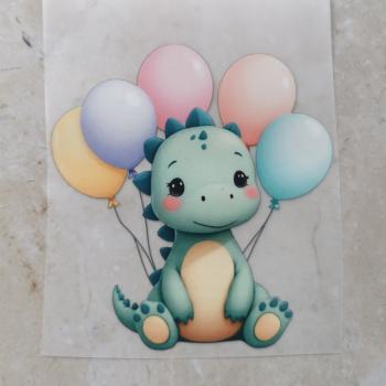 Bügelbild Dino fünf Luftballons
