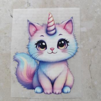 Bügelbild Einhornkatze sitzend