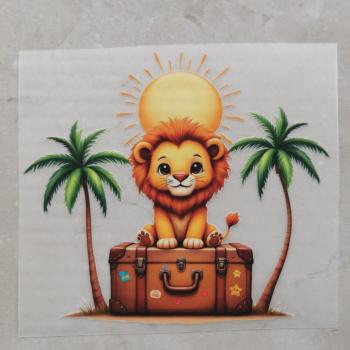 Bügelbild Koffer-Löwe