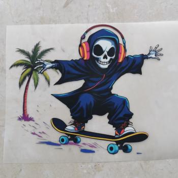 Bügelbild Skater-Skull